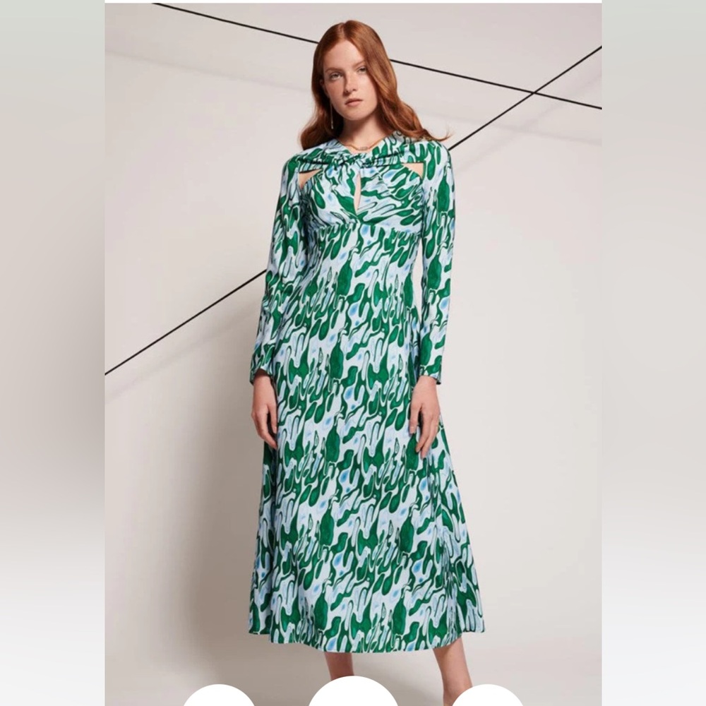 Sister Jane Green and White Abstract Print Maxi Dress